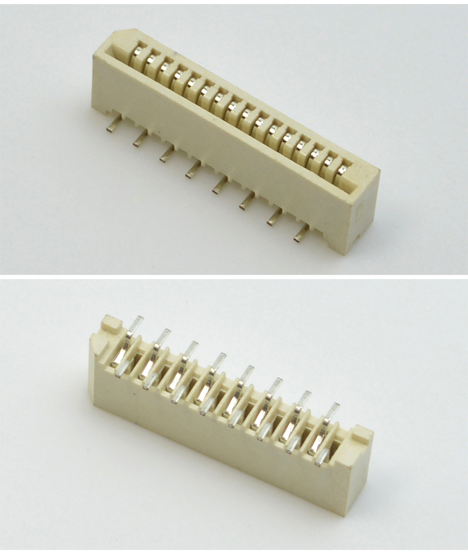 FFC軟排線接插件間距 1.0mm-19P 插座單麵接立貼錯位腳連接器